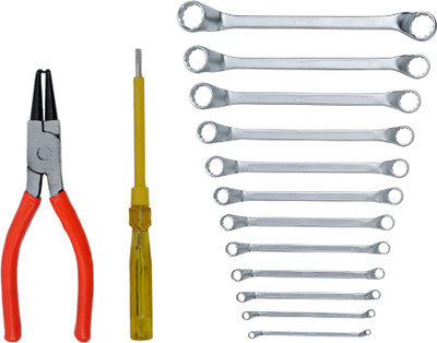 ALYRATOOLS 3-in-1 Ring Spanner Set with Circlip Plier and Tester Screwdriver Power & Hand Tool Kit(1 Tools)