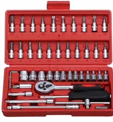 Xyntac High Quality 46pcs 1/4-Inch Socket Set Tool Ratchet Wrench tool KitE Power & Hand Tool Kit(46 Tools)