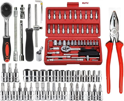 HENGLOBE High Quality 46pcs 1/4-Inch Socket Set Tool Ratchet Wrench tool Kit Household Hand Tool Kit(46 Tools)