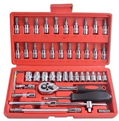 Prashant Enterprise 46pcs Socket Set Tool Wrench Combo Tools Kit Car Repair Tools Set Socket Set Power & Hand Tool Kit(46 Tools)