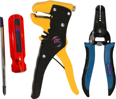 Digital Craft Automatic Wire Stripper,7Inch Cable Stripper,4Inch 2 IN 1 Screw Driver Hand Tool Kit(3 Tools)