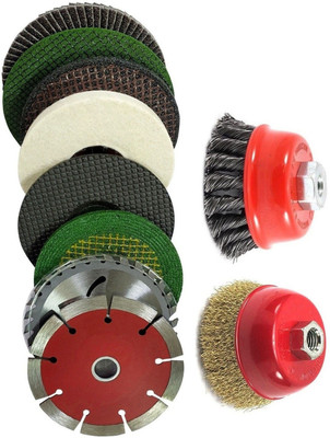 DUMDAAR 10pc Multi uses wheel set 4inch 8wheel and 3inch 2pc Cup wheel set Hand Tool Kit(10 Tools)