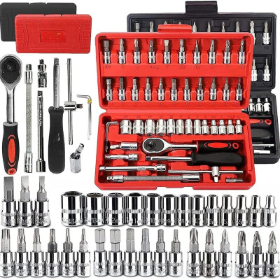 VT ENTERPRISE Multipurpose Hand Tool Kit |Compact Socket & Ratchet Wrench Set for Home, Garage Hand Tool Kit(46 Tools)