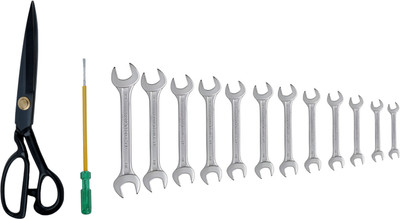 ALYRATOOLS 3-Piece Spanner Set with Tester Screwdriver & Heavy-Duty Scissor Hand Tool Kit(3 Tools)