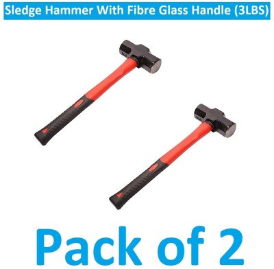 Sauran Pack of 2 Sledge Hammer Fine Fiber Handle 3LBS (1.36kg) KIT57 Hand Tool Kit(2 Tools)