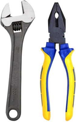 KING HANDTOOL Combo Pack Of 2 Contains 8 Inch adjustable Wrench and 8 Inch Combination Plier Power & Hand Tool Kit(2 Tools)