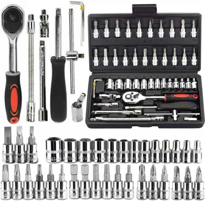 Xyntac High Quality 46pcs 1/4-Inch Socket Set Tool Ratchet Wrench tool KitD Hand Tool Kit(46 Tools)
