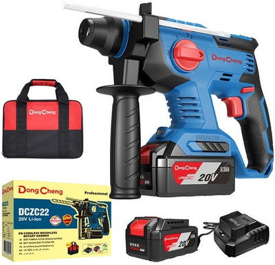 MTRON DONGCHENG DCZC22 Cordless Brushless Rotary Hammer 20V/4.0Ah*2 Battery 1 Charger DCZC22BM Hammer Drill(22 mm Chuck Size, 480 W)