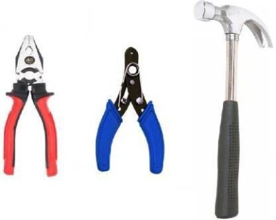 WallVilla Heavy Hammer, Wire Cutter & 8 Inch Plier Heavy Hand Tool Kit(3 Tools)