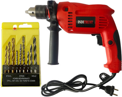 Inditrust 13mm 700W Impact drill machine with 9pc Drill bit set, Power & Hand Tool Kit(2 Tools)