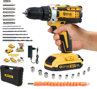 FERVIK FZ-21 Volt Battery operated Screwdriver DOUBLE battery Power & Hand Tool Kit(30 Tools)