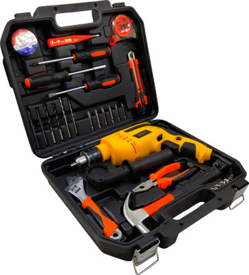 Hillgrove HGCM1382M1 Electric 950W Power Drill Machine Tool Box Tools Kit Set for Home Power & Hand Tool Kit(35 Tools)