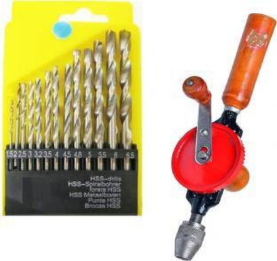 TOOLOBUX Hand drill machine 1/4 & 13 Pc Drill Set Hand Tool Kit(14 Tools)