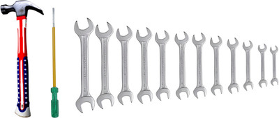 ALYRATOOLS Spanner Set 12 pcs Designer Claw Hammer Electrical Tester Hand Tool Kit(3 Tools)