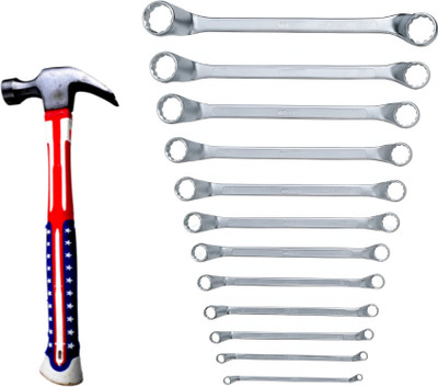 ALYRATOOLS 2-Piece Ring Spanner Set Heavy-Duty American Flag Hammer Power & Hand Tool Kit(2 Tools)