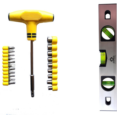 Inditrust new 24pcs interchangeable socket set and 12 inch spirit level magnet pack of 2 Hand Tool Kit(2 Tools)