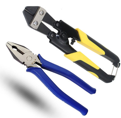Inditrust new 1pc 8inch Bolt cutter and 1pc blue Plier (Pack of 2pcs) Hand Tool Kit(2 Tools)