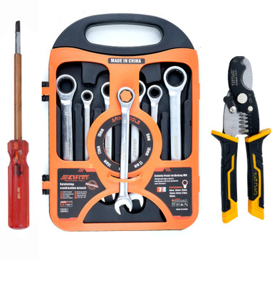 ALYRATOOLS 3-Piece Spanner Set with Tester Screwdriver & Wire Stripper Hand Tool Kit(3 Tools)