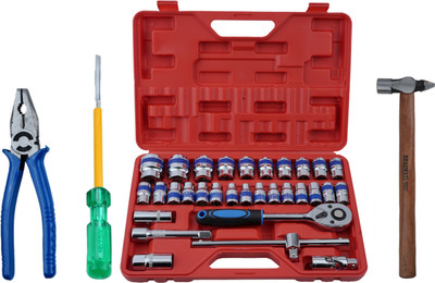 ALYRATOOLS 4-Piece Socket Set, Pliers, Hammer & Screwdrivers Hand Tool Kit(4 Tools)