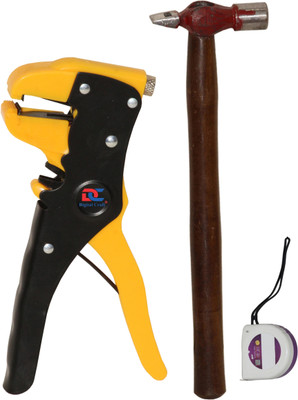 Digital Craft Automatic Wire Stripper,Hammer 200 gm,Tape 3Mt Hand Tool Kit(3 Tools)