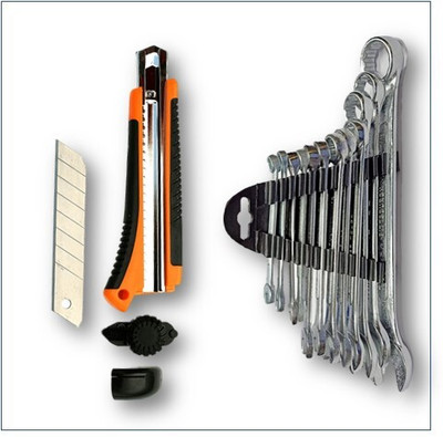 NBS NBS Combination Spanner (6MM to 22MM) and Paper Cutter-18MM Hand Tool Kit(13 Tools)