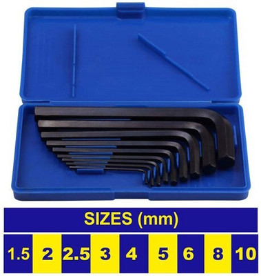 Kshivi 9 Pcs Full Hex Allen Key Kit Bolt Spanner Goti Wrench L Shape Repair Tool Set Allen Key Set