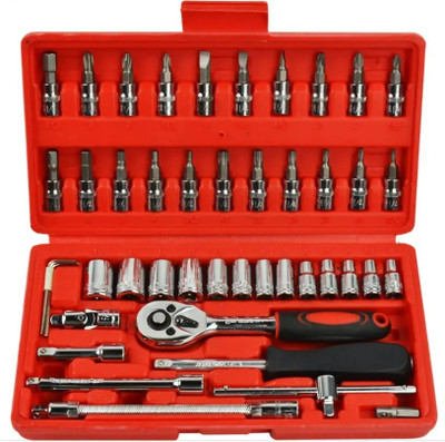 JAIKSON ™ Home Tool Set Bit Socket for Household & Bike,car, Auto Repairing Mechanical Hand Tool Kit(46 Tools)