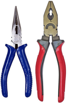 Inditrust Heavy duty 8inch Plier RED and Nose Plier Hand Tool Kit(2 Tools)