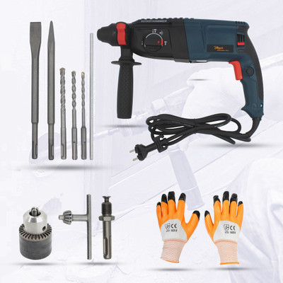 Hillgrove HGCM25M2 26mm Hammer Drill Machine Forward/Reverse Rotation with Drill Chunk Power & Hand Tool Kit(3 Tools)