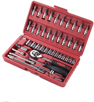 HENGLOBE Bicycle Motor Car Repair Tool Set 46pcs Tool Combination Torque Screwdrivers Socket Set(Pack of 1)