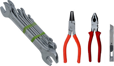 ALYRATOOLS Spanner Set Nose Plier Combination Plier Cutter Blade Knife Hand Tool Kit(4 Tools)