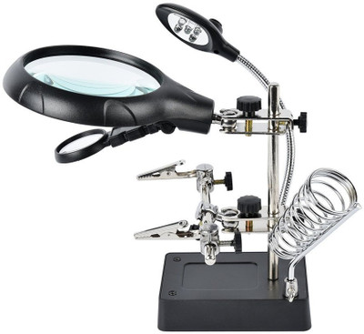 wroughton Helping Hands Magnifier Station For Soldering Work Magnifying With 5 LED Light Hand Tool Kit(1 Tools)