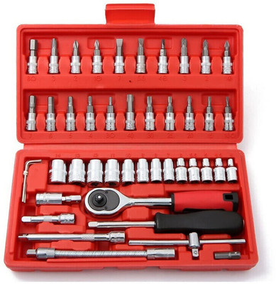ZYRIAN Tool Kit 46-Piece 1/4-inch Screwdriver Drive Socket Wrench Set Ratchet Mechanic Hand Tool Kit(46 Tools)