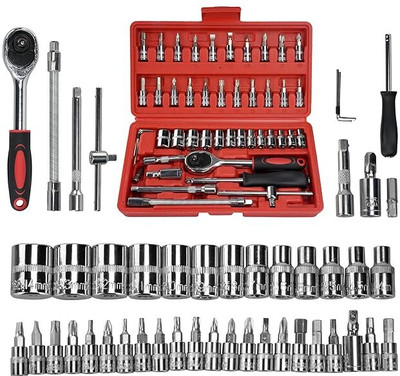 HENGLOBE 46 In 1 Pcs Tool Kit & Screwdriver And Socket Set,Hand Tool Kit Wrench Pakad Power & Hand Tool Kit(46 Tools)