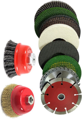 Inditrust New Heavy duty 4inch Multi type 8 wheel & 3inch 2pc Cup brush set Power & Hand Tool Kit(10 Tools)