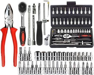 GL house 46 Pcs Tool Kit & Screwdriver and Socket Set Multi Purpose Combination Tool Hand Tool Kit