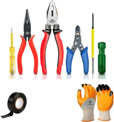 RanPra 5 SET HAND TOOL KIT WITH TAPE AND 1 PAIR SAFETY GLOVES Power & Hand Tool Kit(5 Tools)