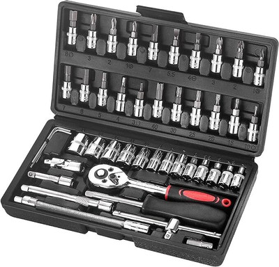 SRSW 46 in 1 Pcs Tool Kit & Screwdriver Multi Purpose Combination Tool Case Precision Power & Hand Tool Kit(46 Tools)