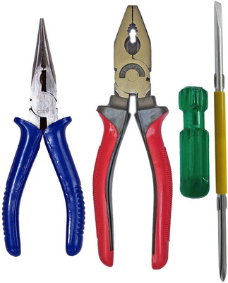 DUMDAAR new Heavy Duty Plier RED 2in1 Screwdriver and Nose Plier Hand Tool Kit(3 Tools)