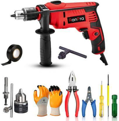 RanPra 13MM ELECTRIC HAMMER DRILL MACHINE WITH 13MM DRILL CHUCK SDS AND 6 HAND TOOL KIT Power & Hand Tool Kit(8 Tools)