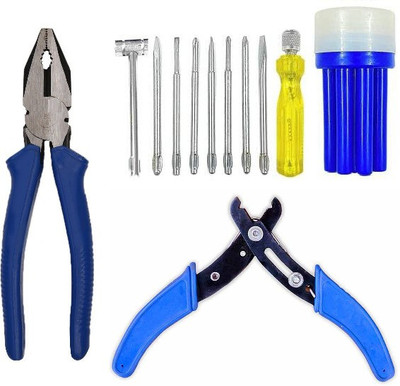 Toolhub 8 Rod Adjustable Screwdriver Set, Wire Cutter & 8In Plier Hand Tool Kit(11 Tools)