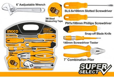 INGCO TOOL WORLD HKTH10807 HOME TOOL KIT HEAVY DUTY BASIC TOOL KIT Hand Tool Kit(7 Tools)