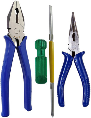 Inditrust new Heavy duty Plier Blue 2in1 Screwdriver and Nose Plier set Hand Tool Kit(3 Tools)