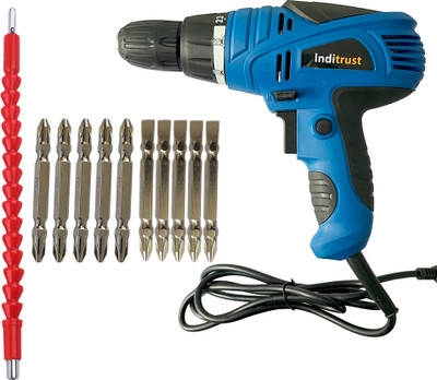 Inditrust 10mm 350W Reversible Electric Screwdriver machine Power & Hand Tool Kit(12 Tools)