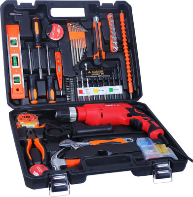 iBELL Tool Kit with Impact Drill TD13-100, 650W, Copper Armature, Chuck 13mm Keyless Power & Hand Tool Kit(115 Tools)