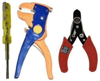 Digital Craft 1 x Self Adjusting Wire Stripper, 1 x Line Tester, 1 x 5 Inches Wire Cutter Hand Tool Kit(3 Tools)