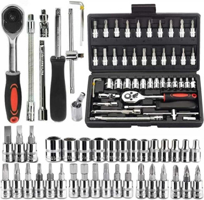 Xyntac High Quality 46pcs 1/4-Inch Socket Set Tool Ratchet Wrench tool Kit Power & Hand Tool Kit(46 Tools)
