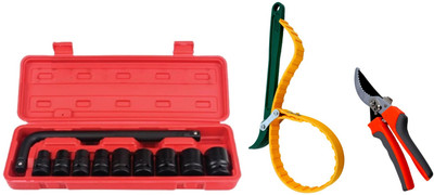 ALYRATOOLS 3-Piece Socket Wrench Set Strap Wrench And Shears Hand Tool Kit(3 Tools)