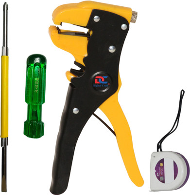 Digital Craft Automatic Wire Stripper,Tape 3Mtr,6Inch 2 In 1 Screw Driver Hand Tool Kit(3 Tools)