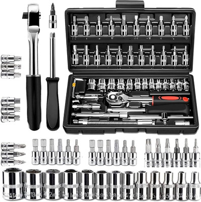 SRSW 46 in 1 Pcs Tool Kit & Screwdriver Multi Purpose Combination Tool Case Precision Power & Hand Tool Kit(46 Tools)